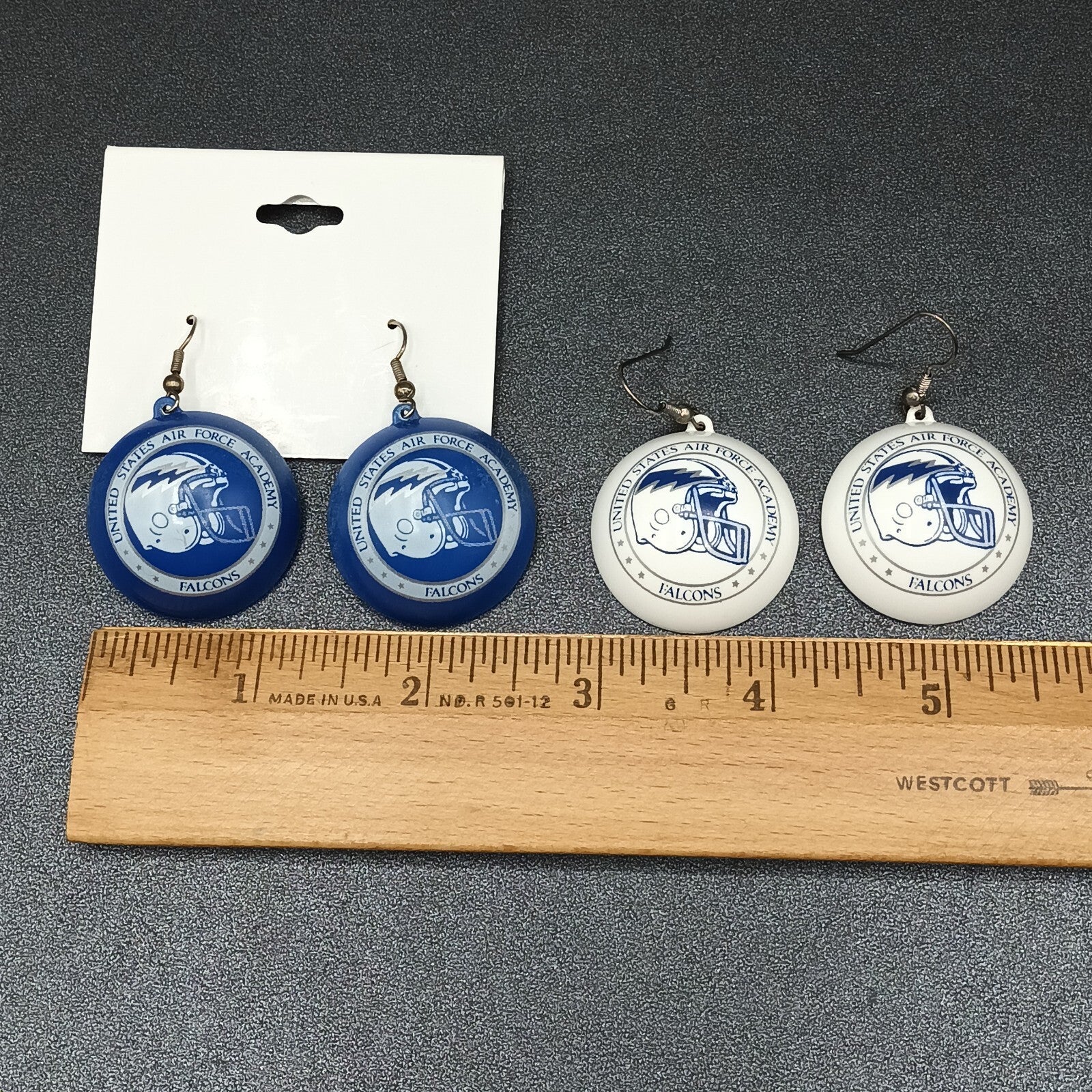 Lot of 4 Pairs Pierced Earrings Blue White US Air Force Academy Falcons Football