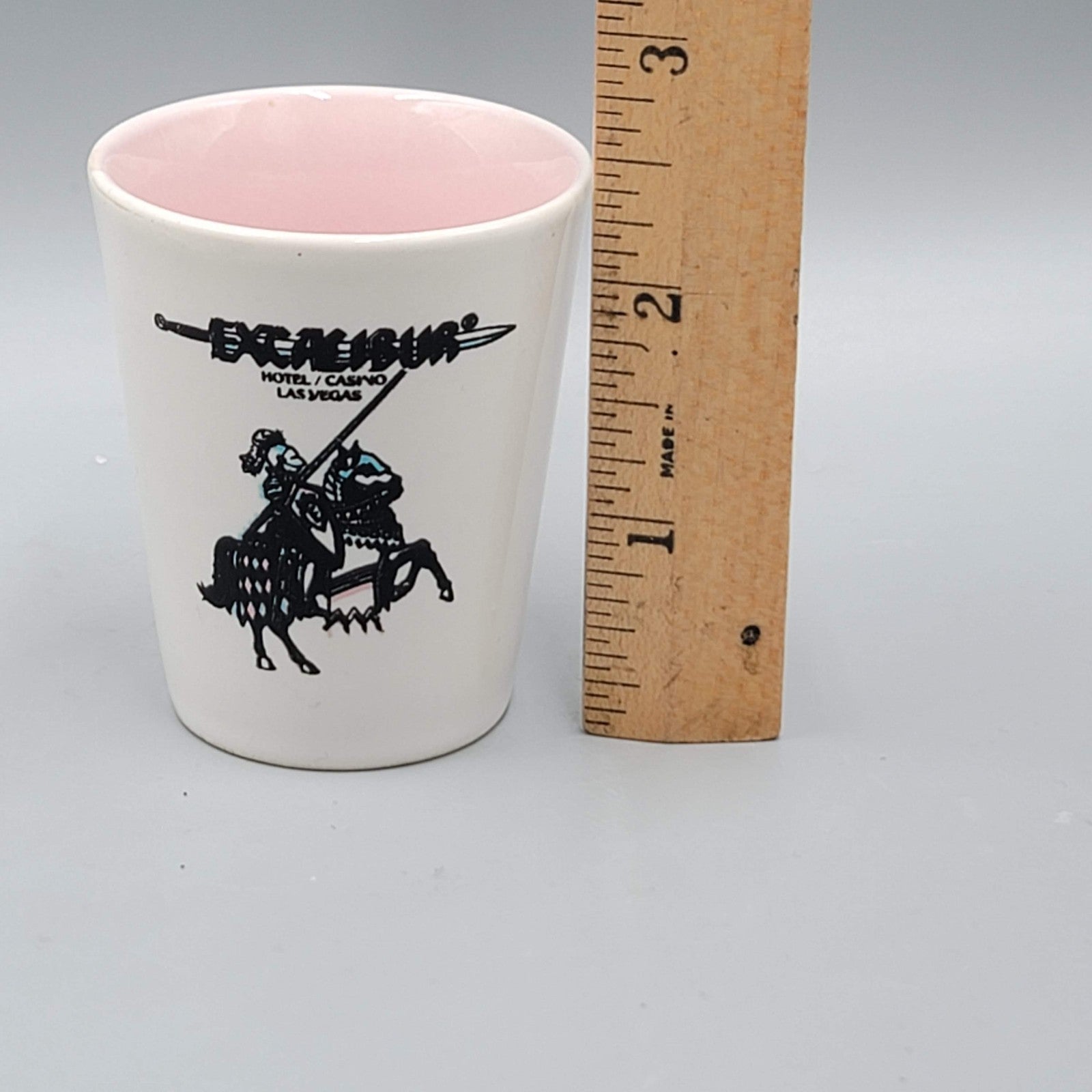 Excalibur Casino Las Vegas NV Shot Glass Souvenir Collectable Pink White