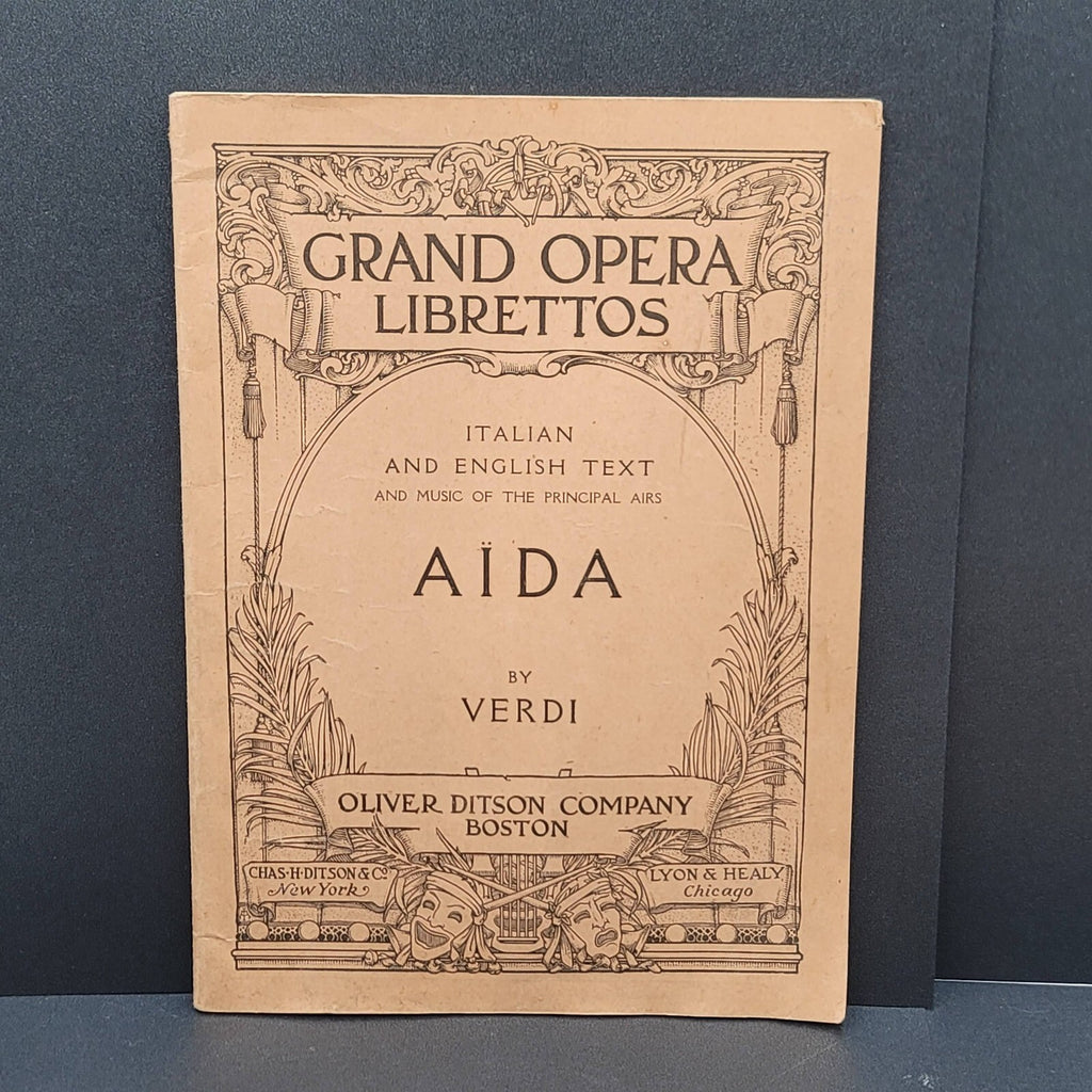 Vintage Grand Opera Librettos Italian English AIDA Verdi Oliver Ditson Co FS