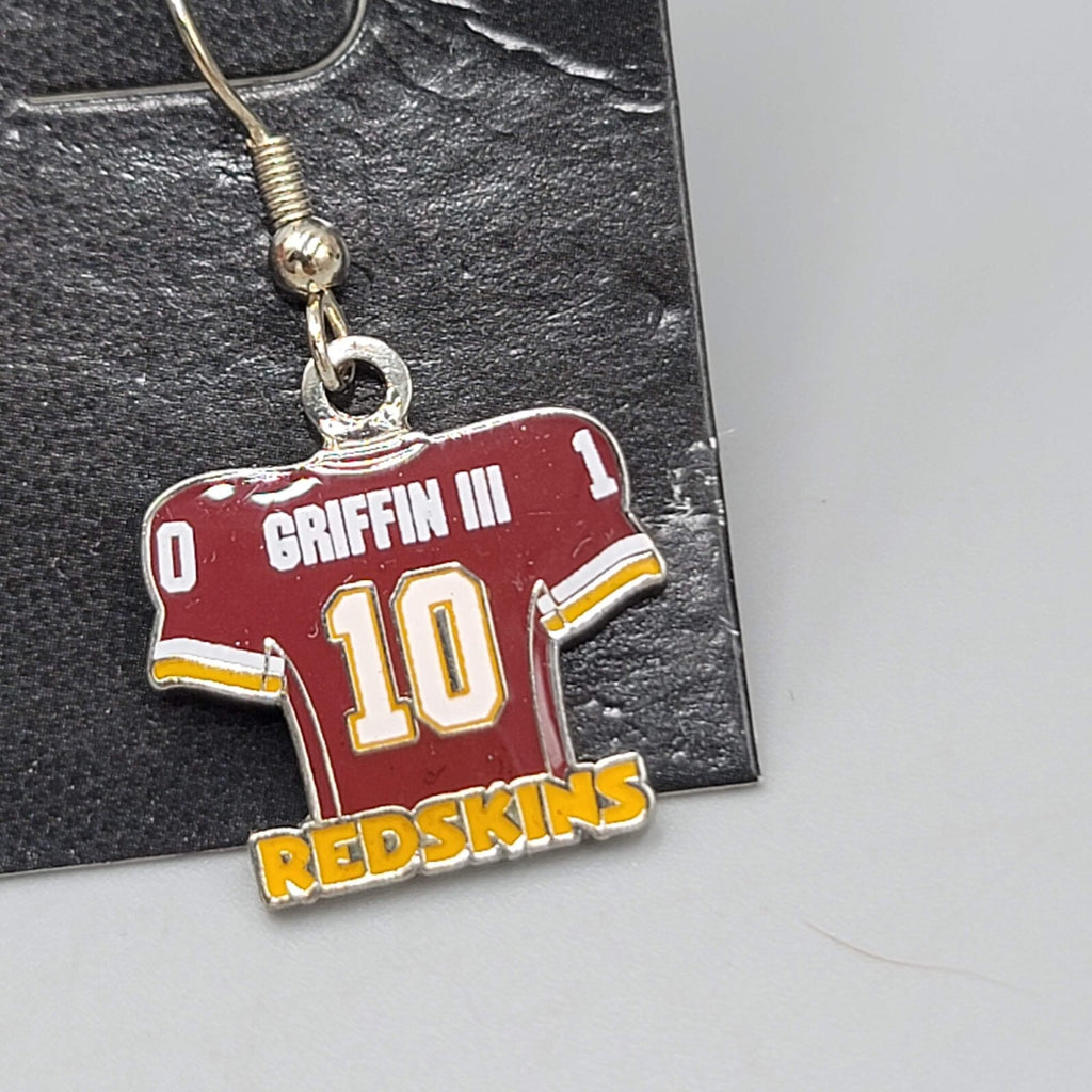 NFL Griffin Redskins Pierced Earrings Enamel Silver tone Dangle 3/4"