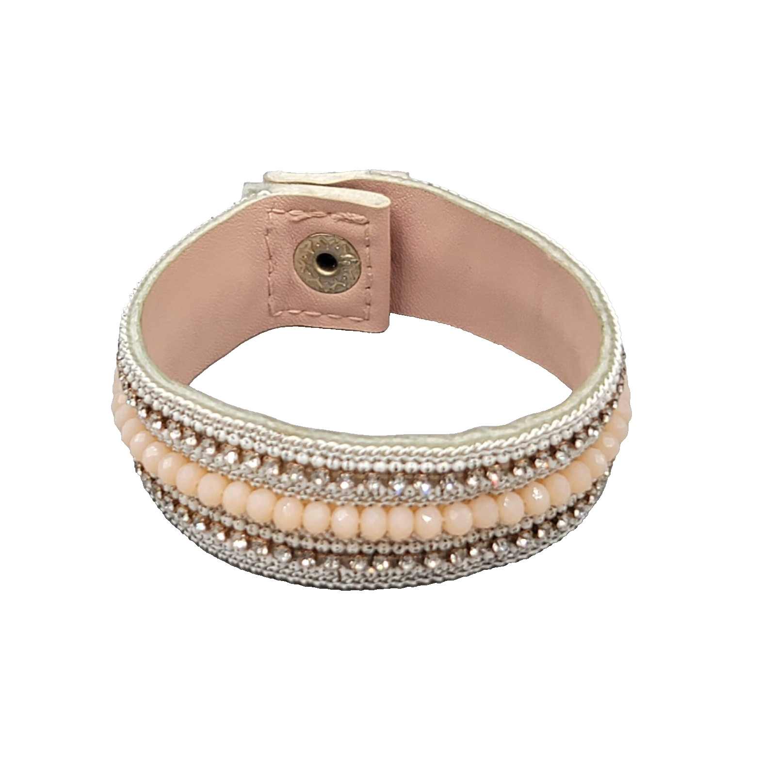 Yik Fung Pink Leather Cuff Bracelet Snap Closure  7 in