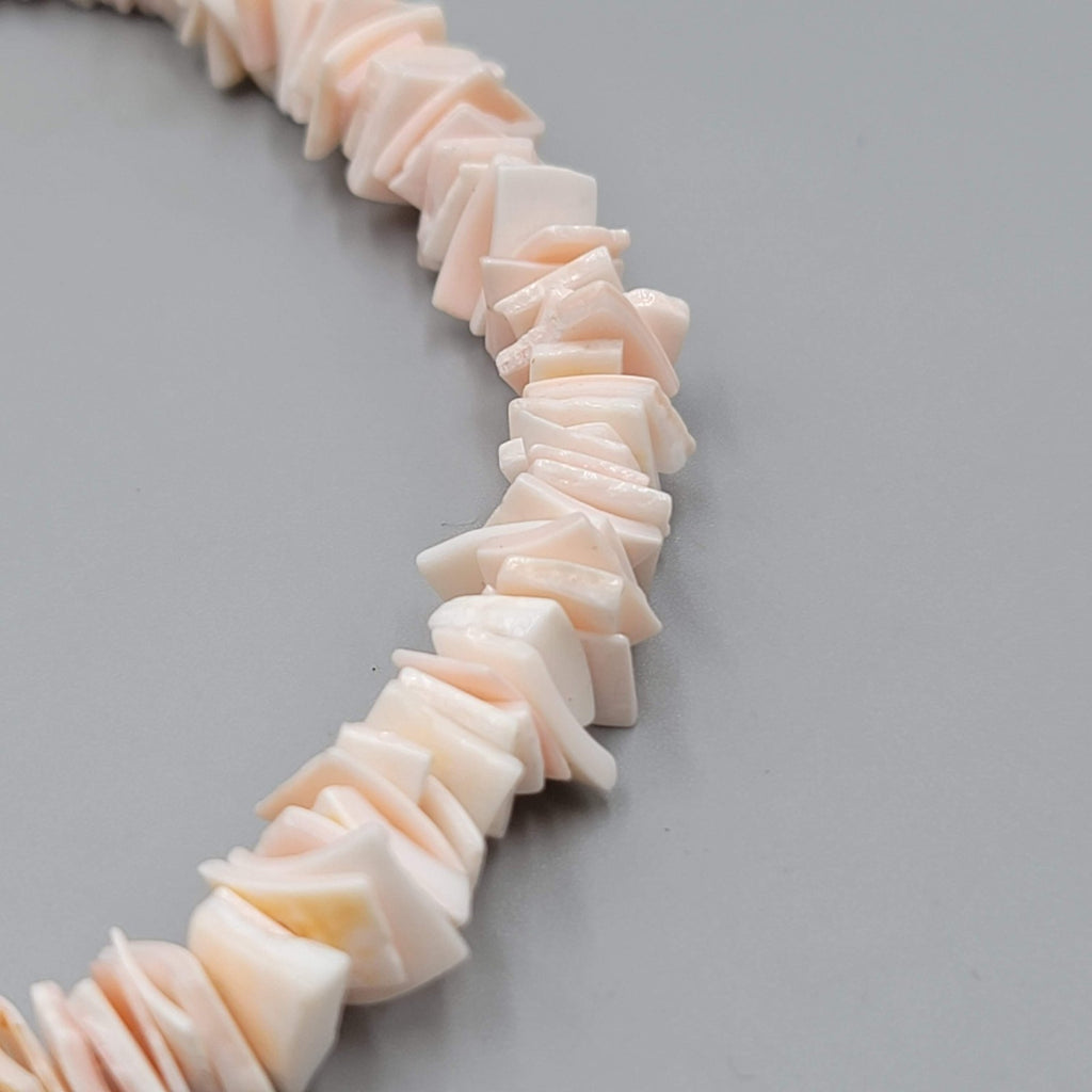 Vintage Pink Shell Chip Bead Bracelet 8" Anklet Barrel Clasp Beach