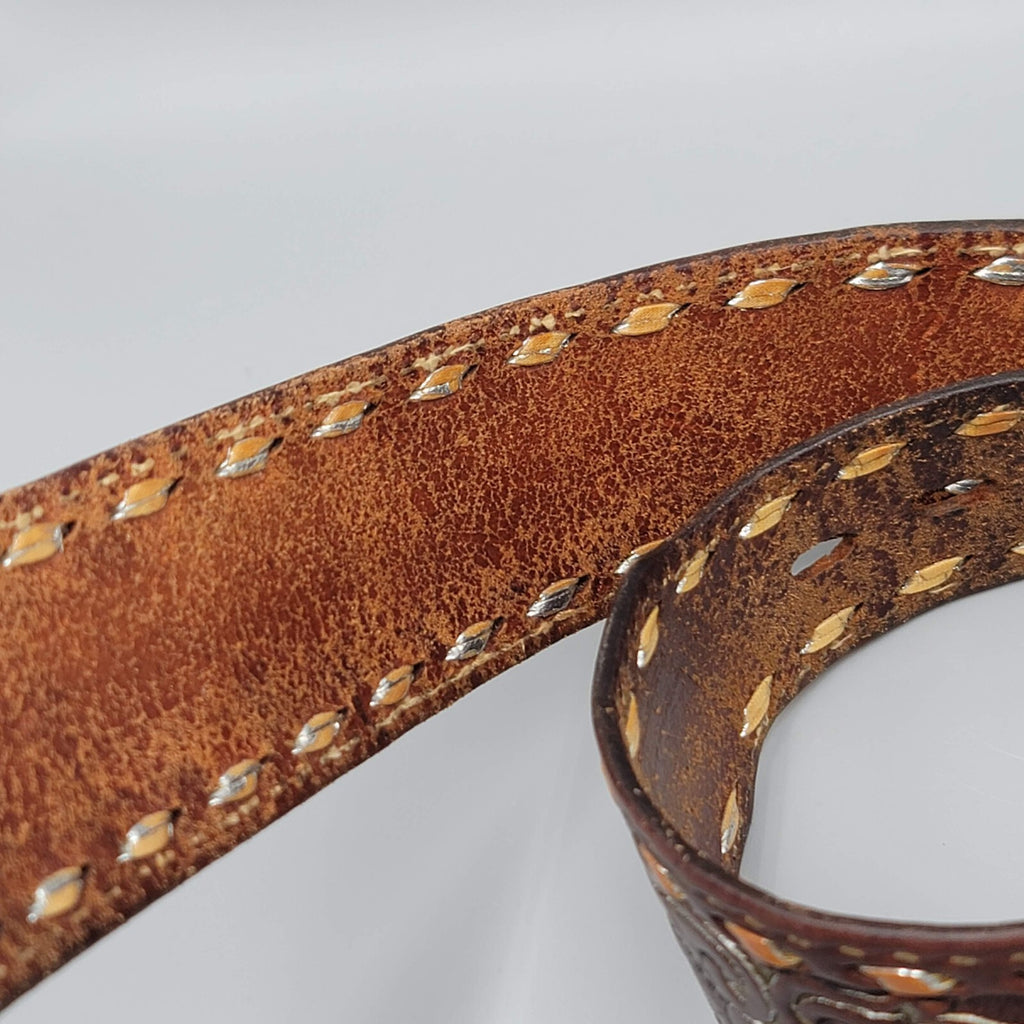 Vintage Cowtown Leather Buffalo Nickel Embossed Belt Small Pre-owned