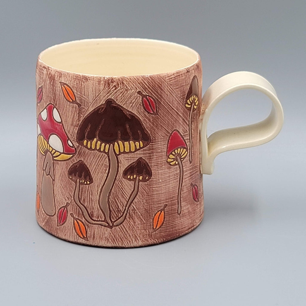 Vintage Handmade Mushroom Coffee Mug Pottery Hand Painted