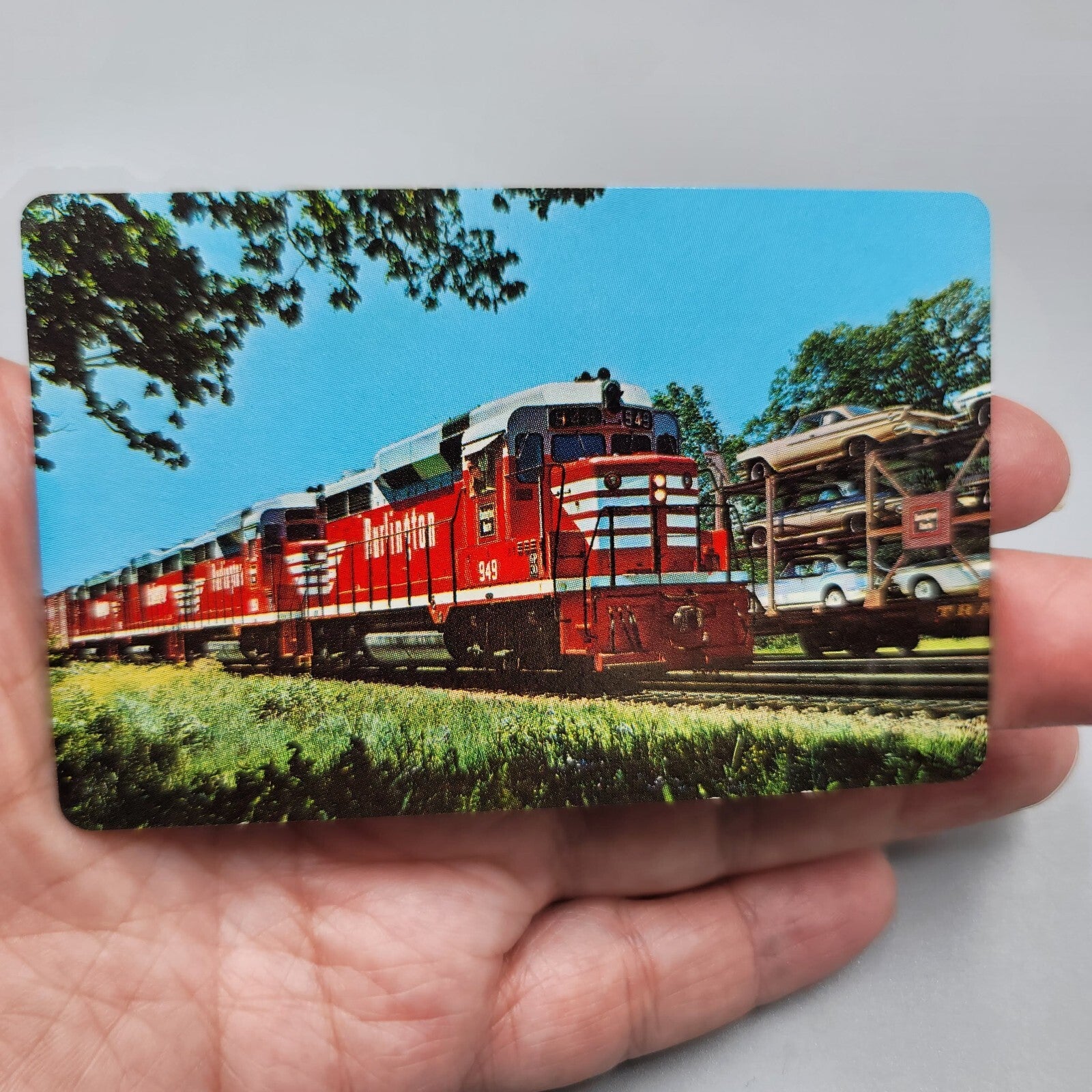 1963 Burlington Route Pocket Calendar Wallet Ad Card Vintage Railroad Train RR