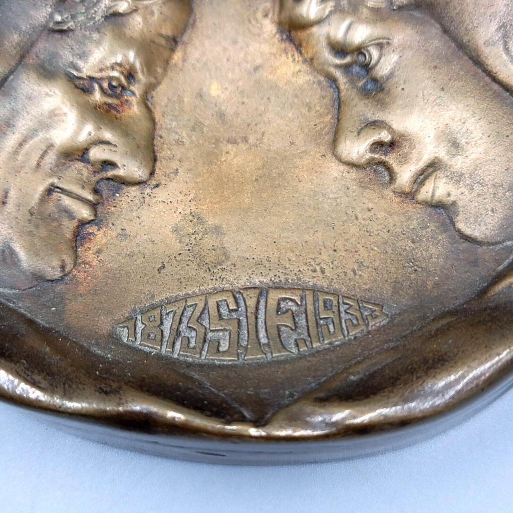 Antique Solid Cast Bronze Dish  1873 SIF 1933 4.75" x 3.75" 1 lb 7 oz