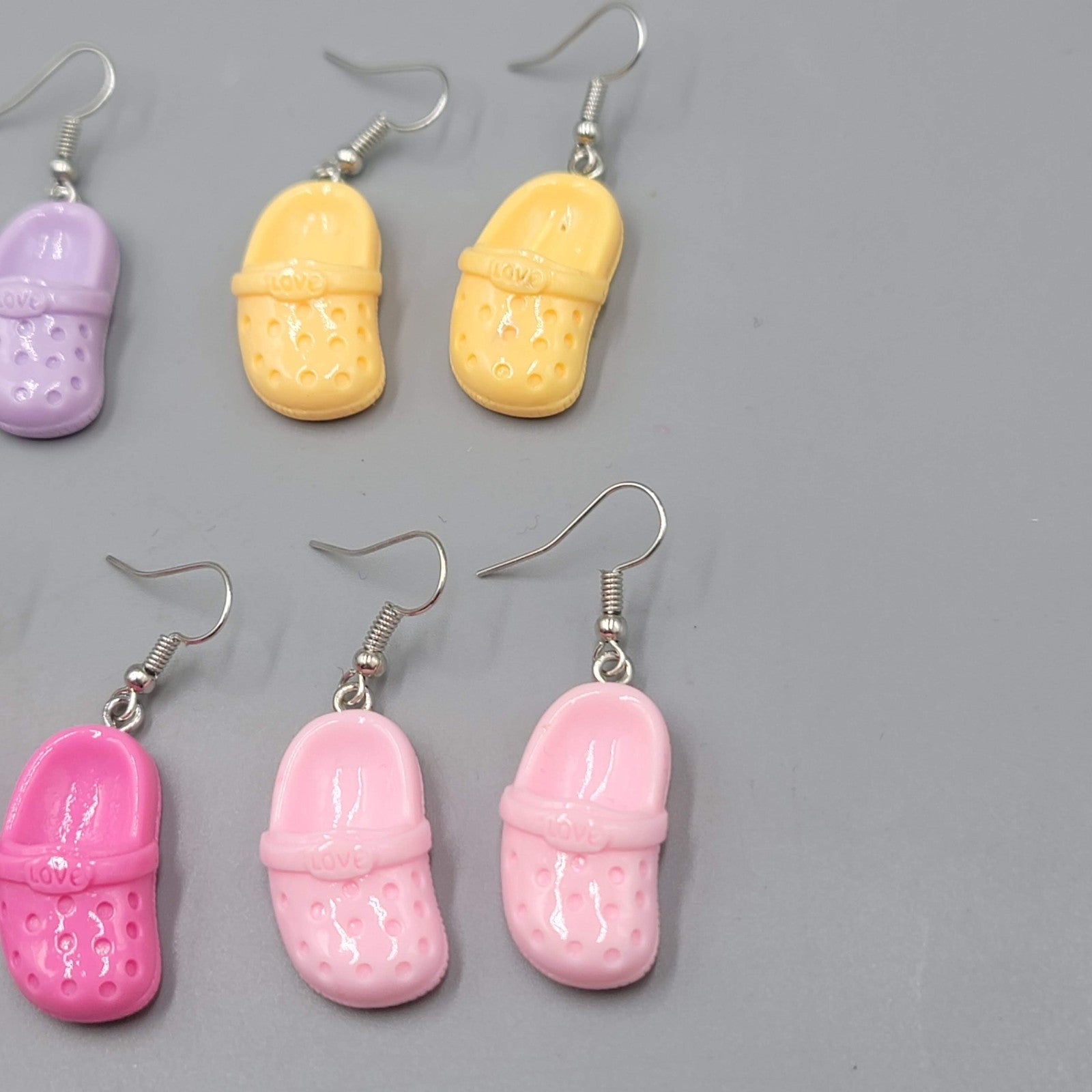 Croc Lot Pierced Earrings Set of 6 Multicolor Silver tone Dangle 1 in