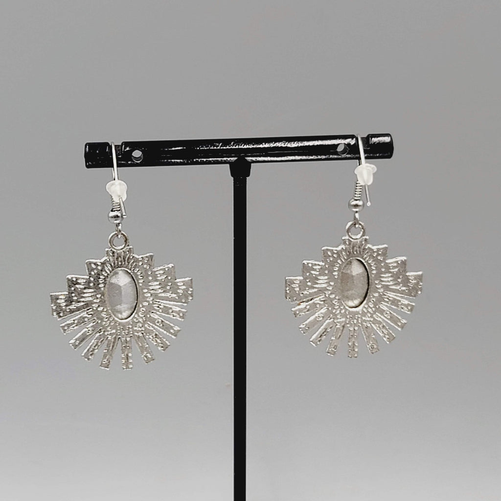 Statement Rhinestone Pierced Earrings Silver tone Dangle 1 1/8"