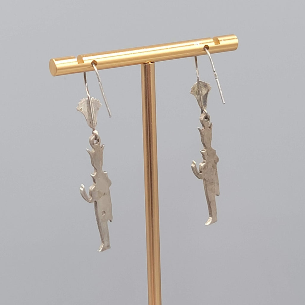 Sterling Silver Egyptian God Hator Pierced Earrings Dangle 1.75"