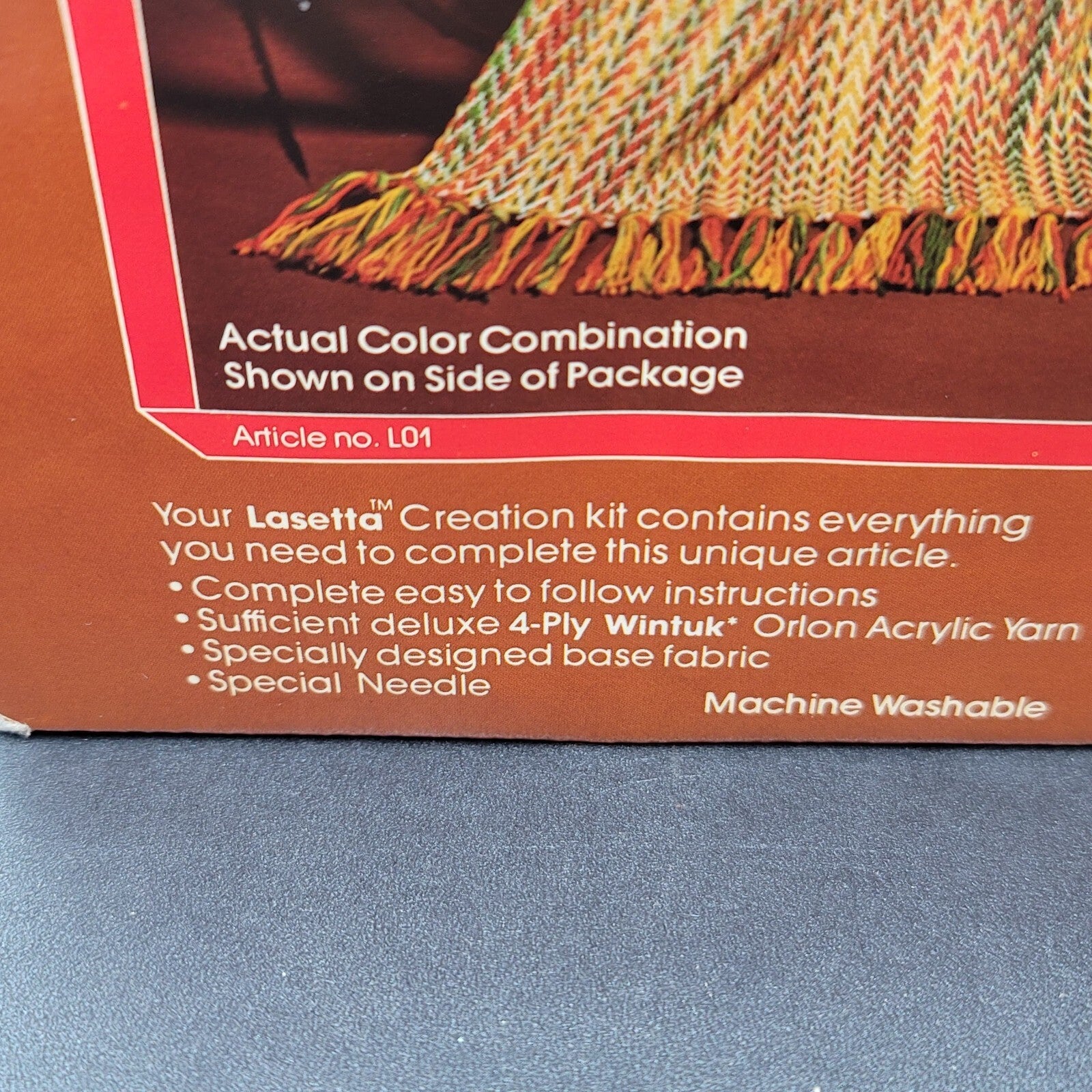 Vintage Lasetta Afghan Kit National Yarn Crafts NOS Fall Colors Complete Kit