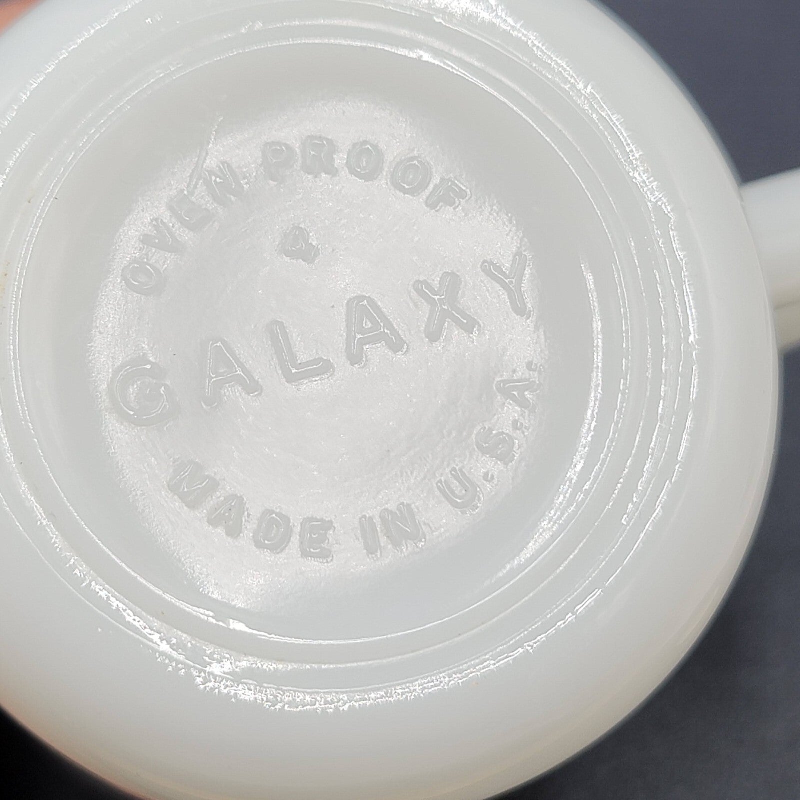 Vintage Galaxy Milk Glass advertising Coffee Mug Ray Jones Appliance Parts Colo