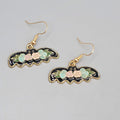 Pierced Earrings Gold tone Enamel Red Rose Moth Dangle 1/2"