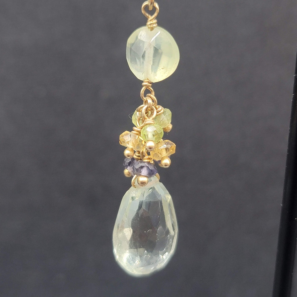 Pierced Earrings Multicolor Crystal Bead Dangle 1.5"