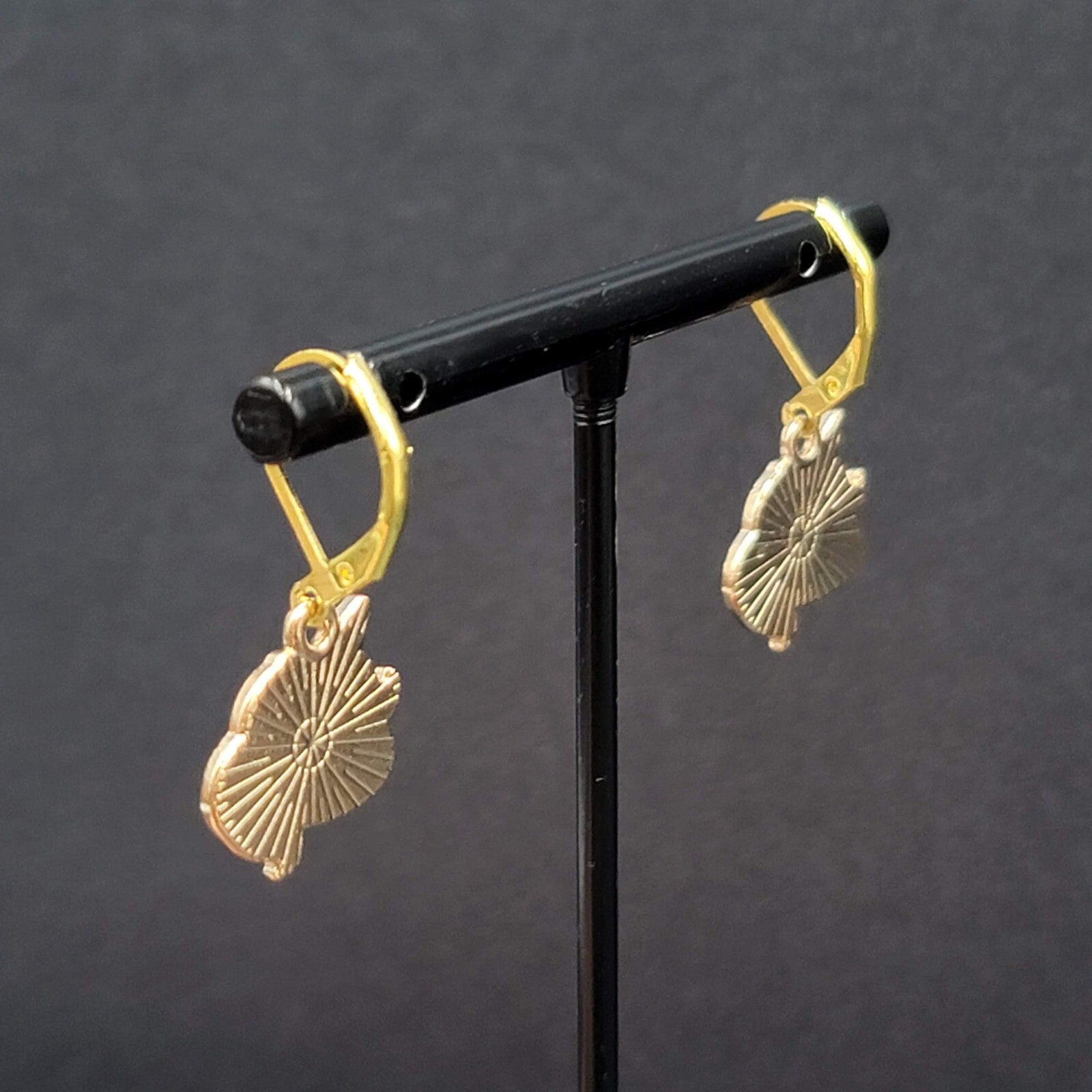 New Unicorn Pierced Earrings Blue Enamel Dangle Gold tone 5/8"