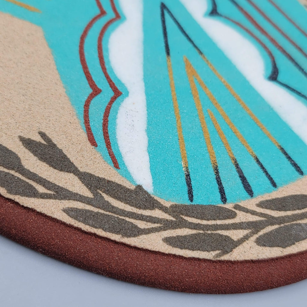 Vintage Navajo Sand Art Native American Sand Painting Oval  Wedding Vase