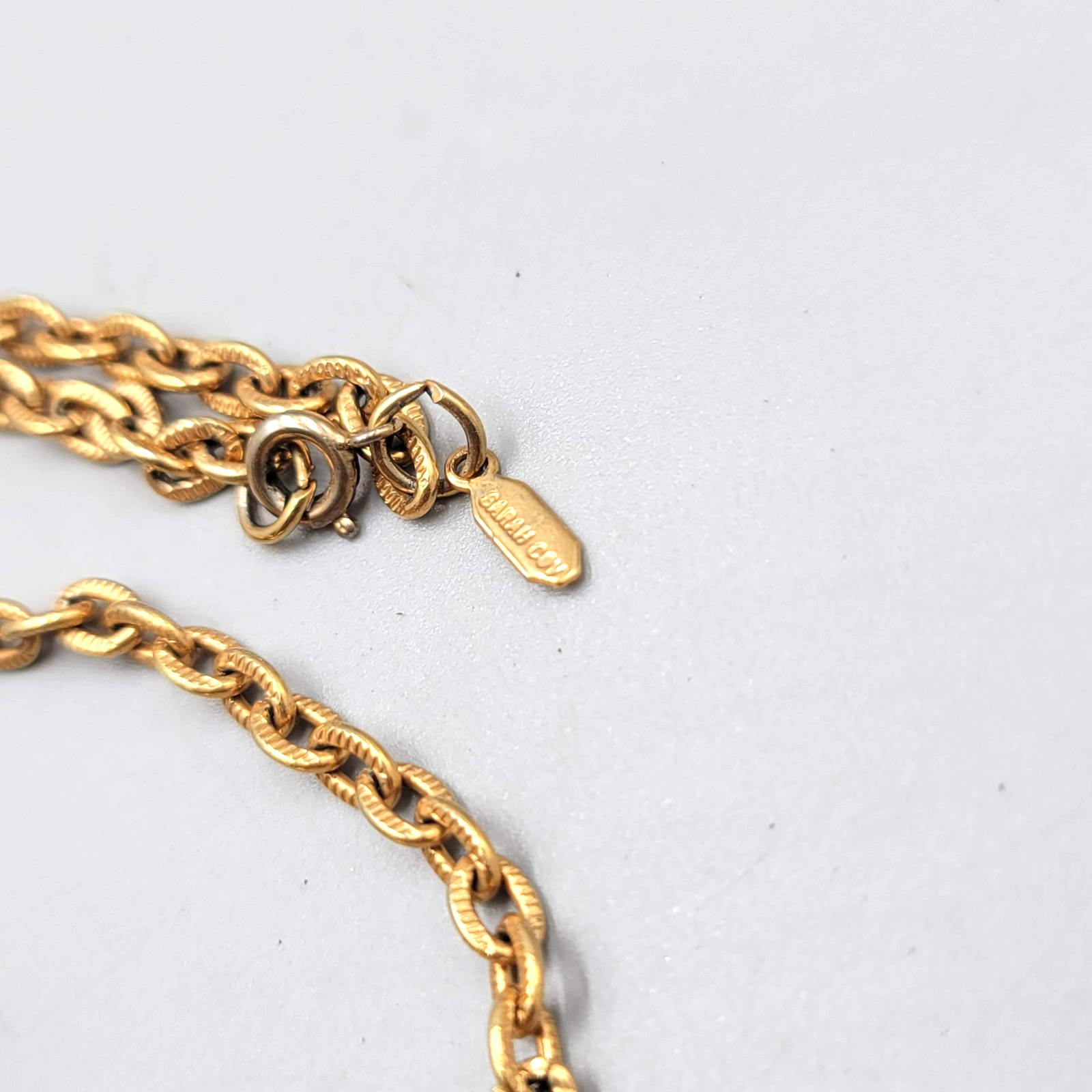 Vintage Sarah Cov Butterfly Station Chain Necklace 28" Estate Costume Jewelry