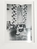 VINTAGE BLACK & WHITE PHOTO CHRISTMAS TREE, LITTLE GIRL & DOLL, TOYS, ETC.