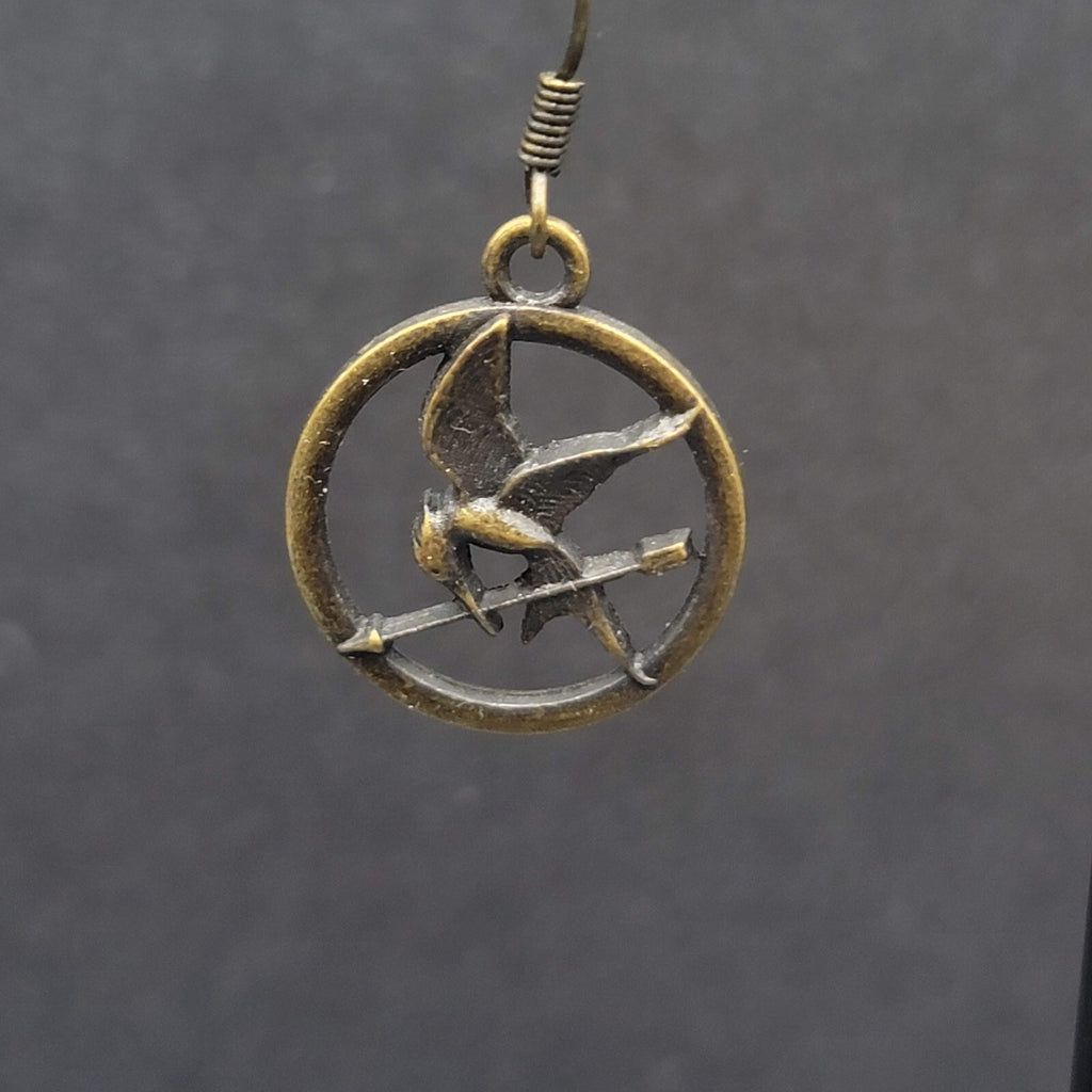 Hunger Games Pierced Earrings Bronze tone Dangle 3/4"