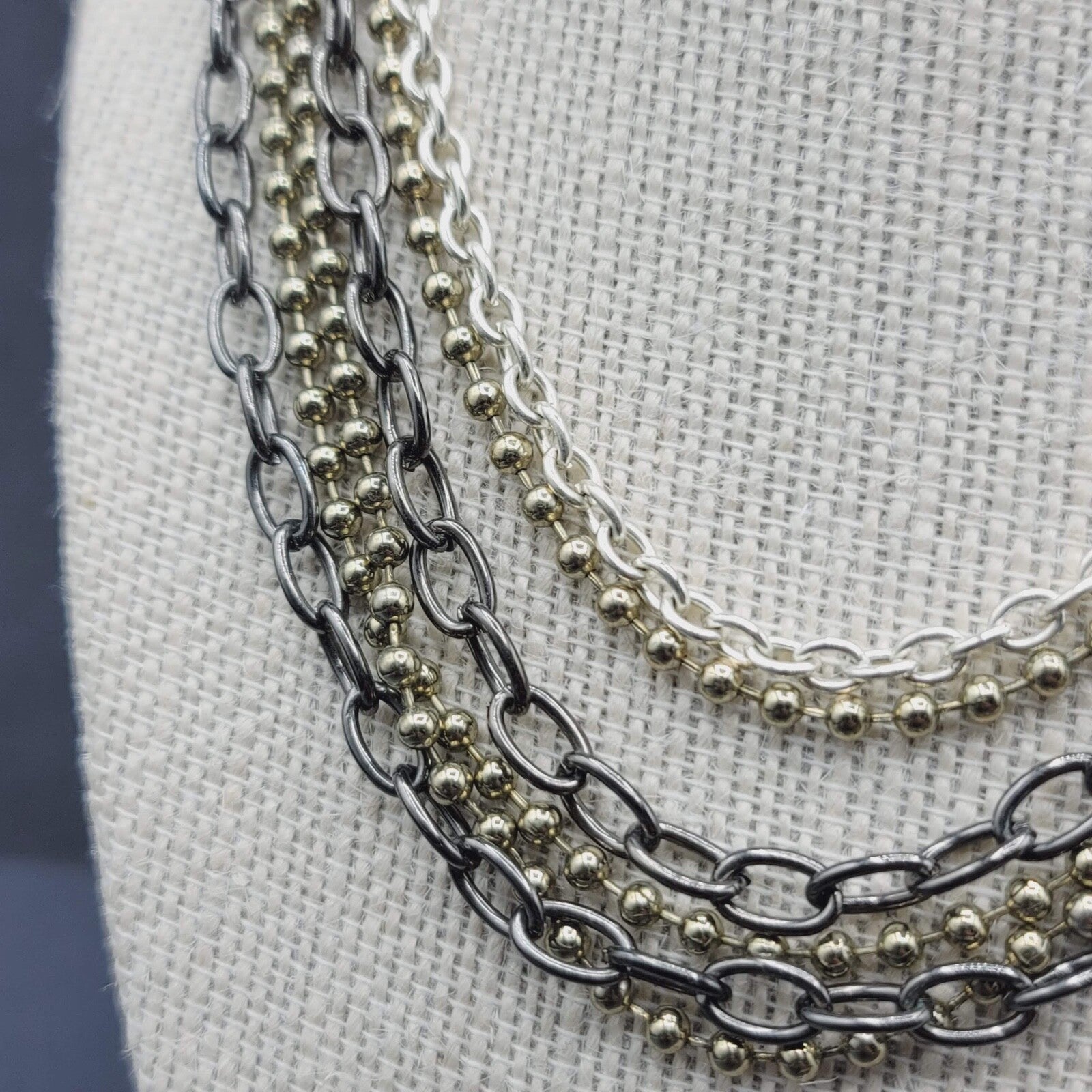 Modern Necklace Multi Color 5 Chain Layered 16-18"