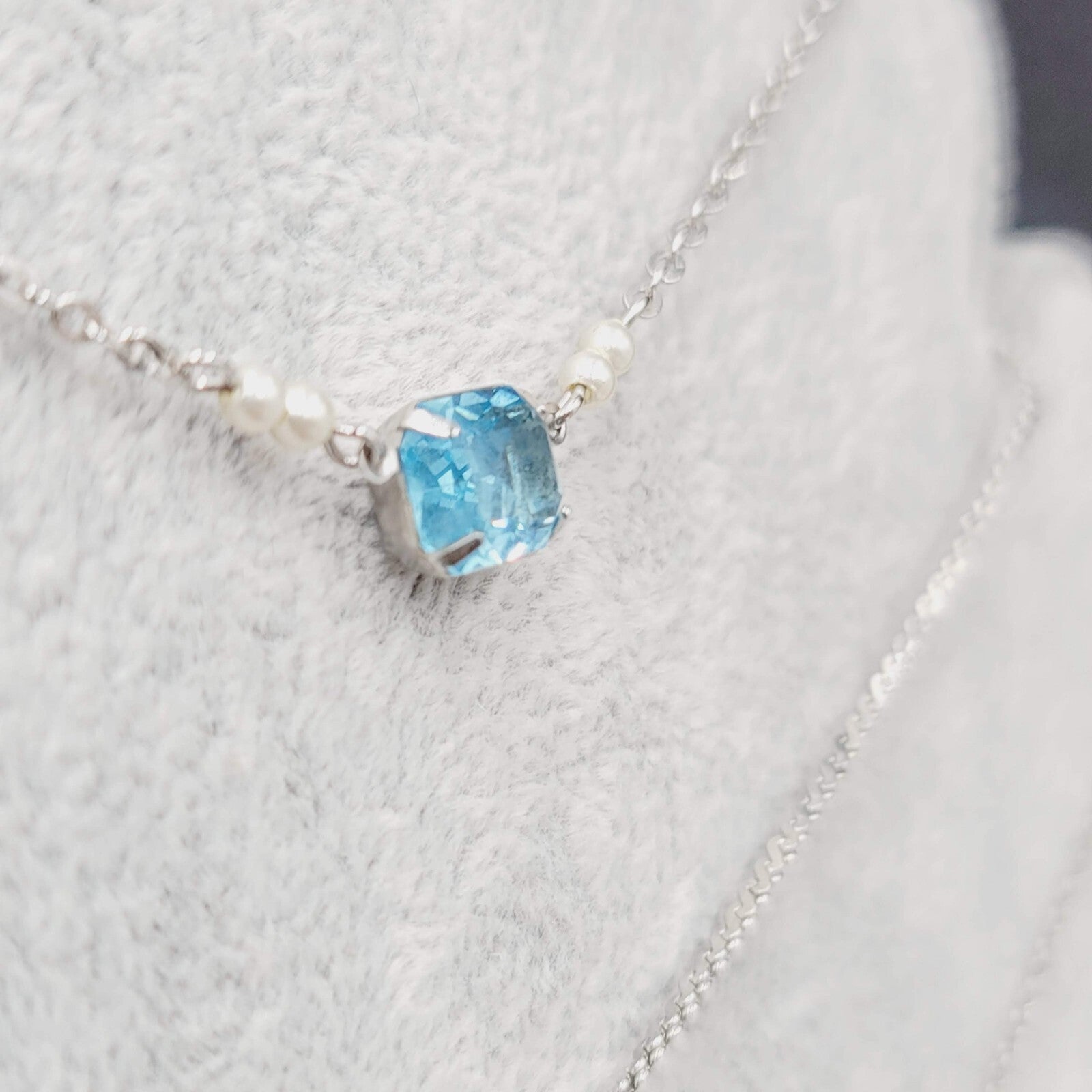 Lot of 4 Necklaces Silver tone HOPE HEART Blue Rhinestone