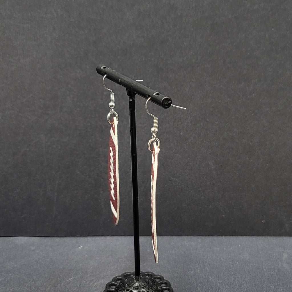 Pierced Earrings Imitation Leather Football Dangle Lightweight 2.25"