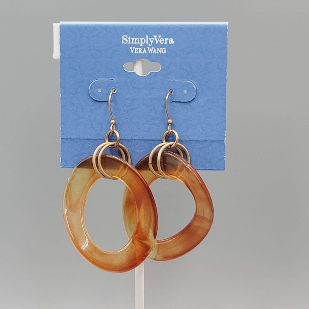 Simply Vera Pierced Earrings Tortoise Wavy Open Dangle Dangle Statement 2"