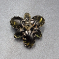 Vintage Rhinestone Brooch Green Glass Prong Set Estate Jewelry 1.5"