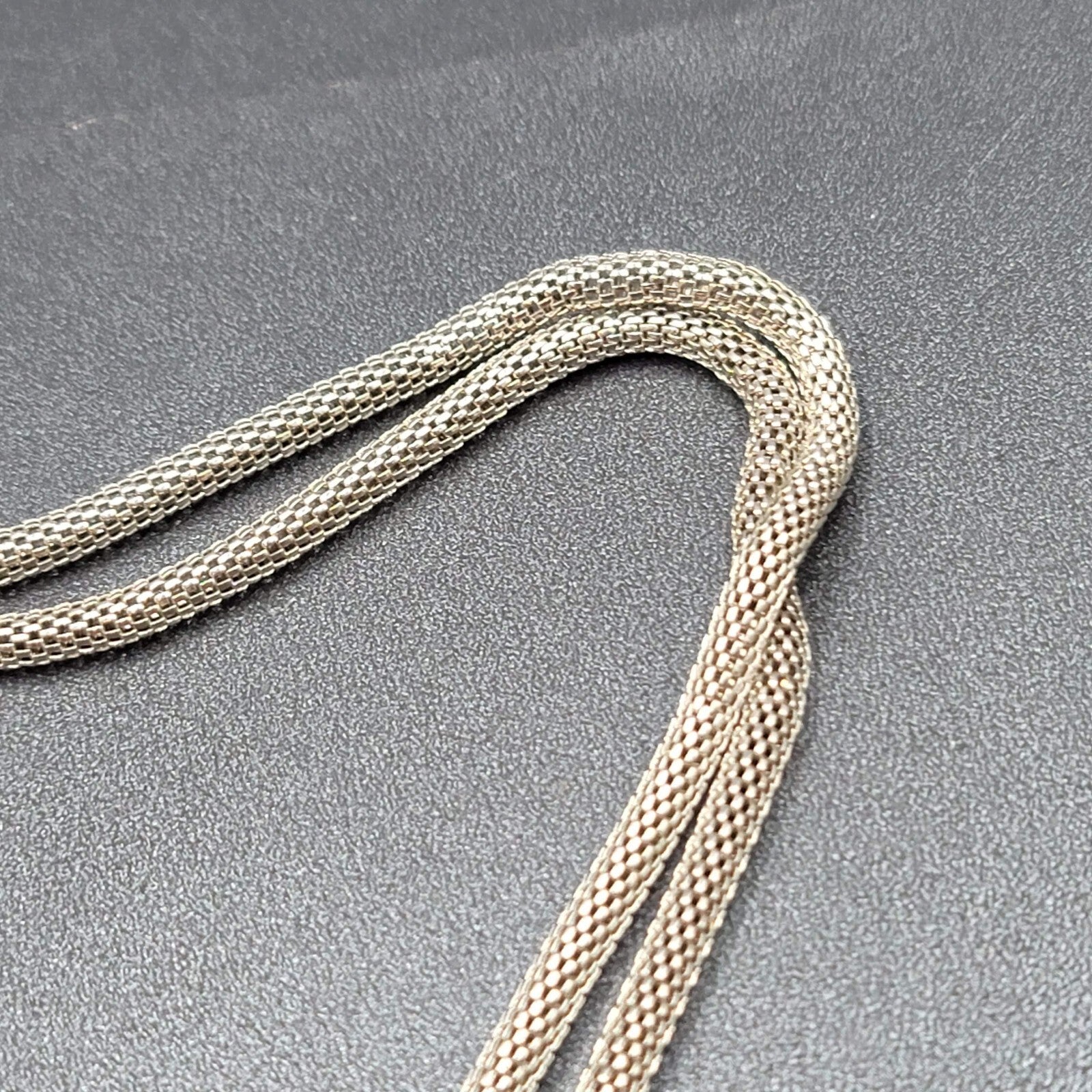 Vintage Snake Chain Knot Necklace Silver tone Large Statement 24"-27"