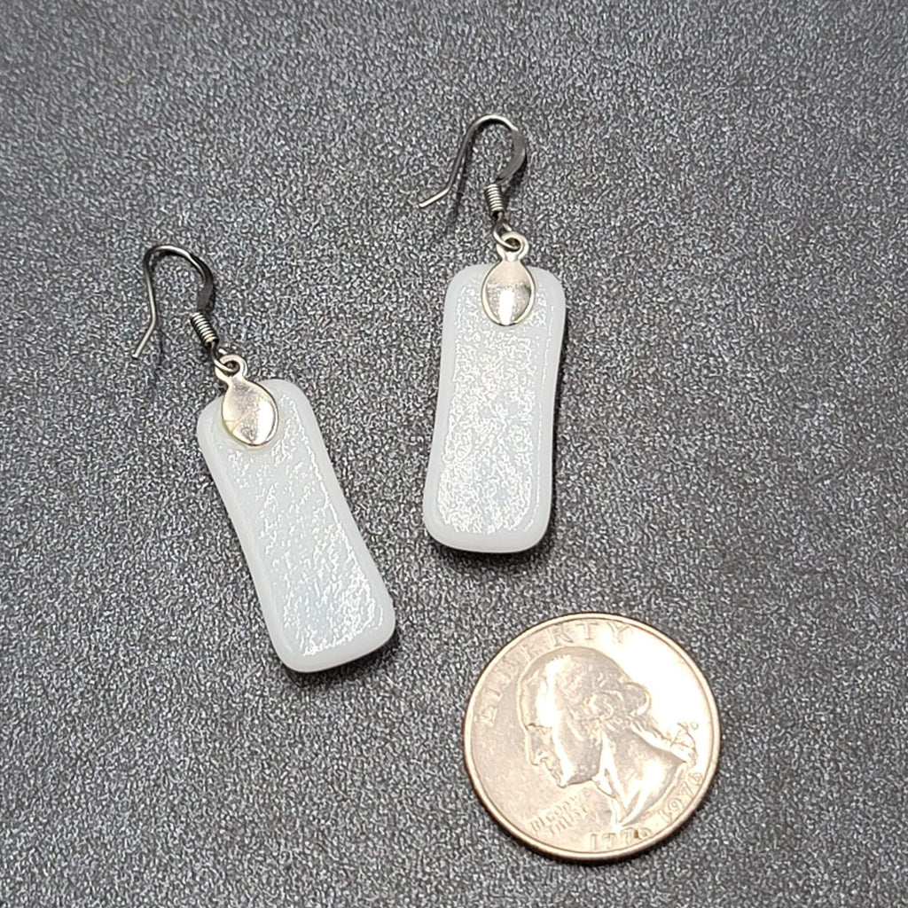Artisan Art Glass Pierced Earrings Dangle White Multicolor 1.25"