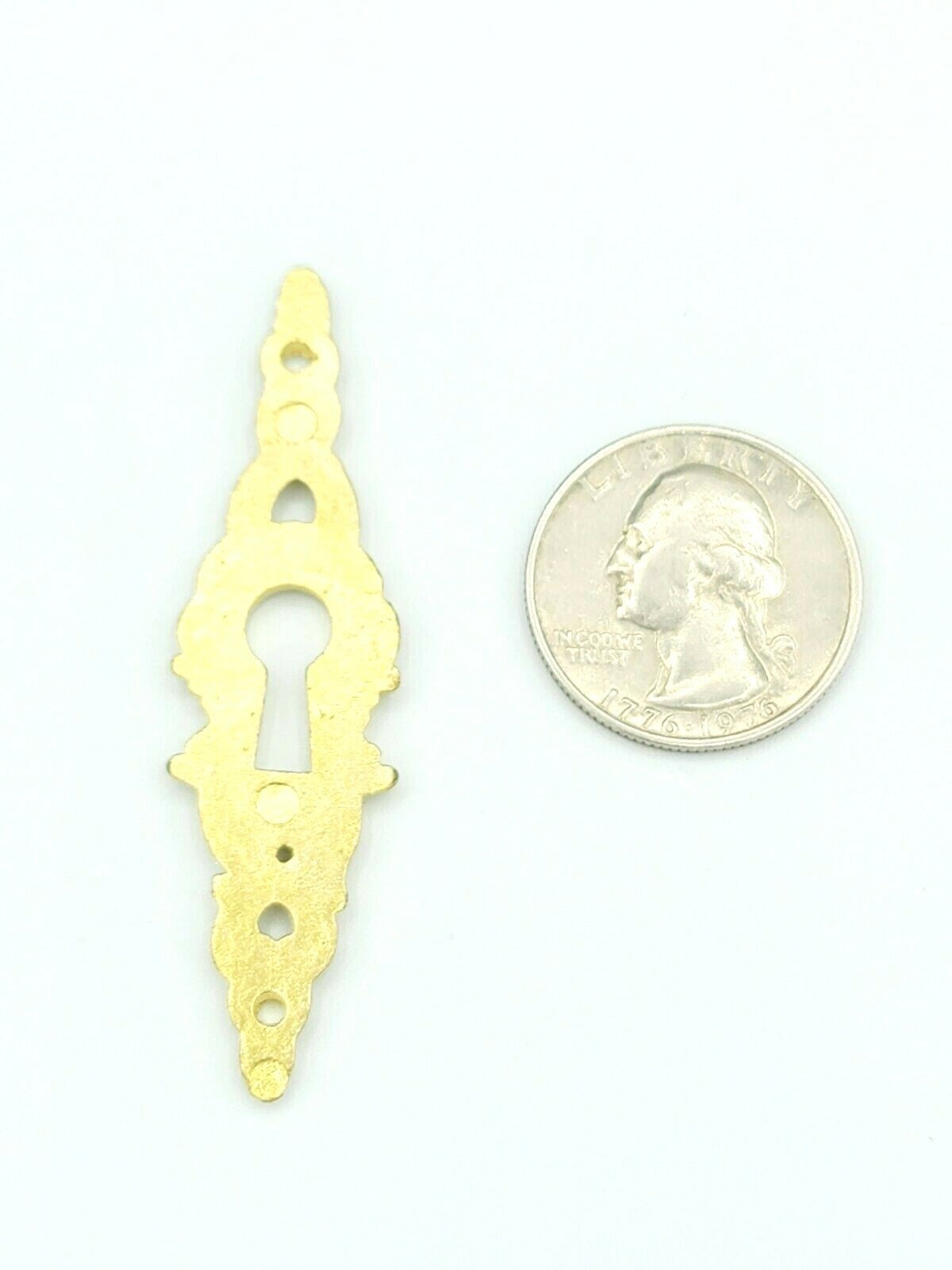 Vintage Cast Brass Keyhole Cover Escutcheon Plate 2 3/8" x 5/8"