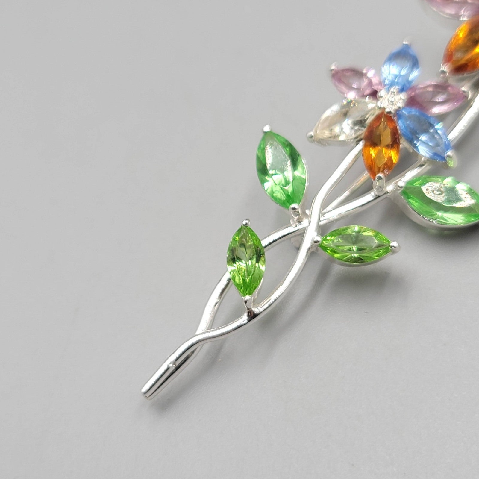 Vintage Monet Flower Brooch Multi-Colored Rhinestones 2.75 in