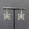 Pierced Earrings Silver tone Butterfly Dangle 5/8"