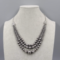 Lia Sophia Necklace Silver Plated Gunmetal Graduated Beads Just Lovely!!