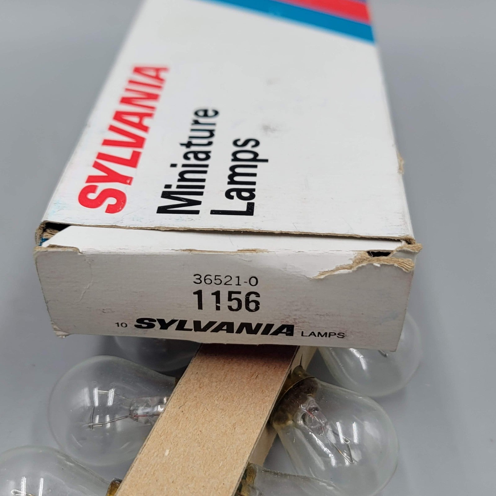 Lot of 9 Sylvania Miniature Clear Lamps 1156 Vintage New Old Stock NOS Org Box