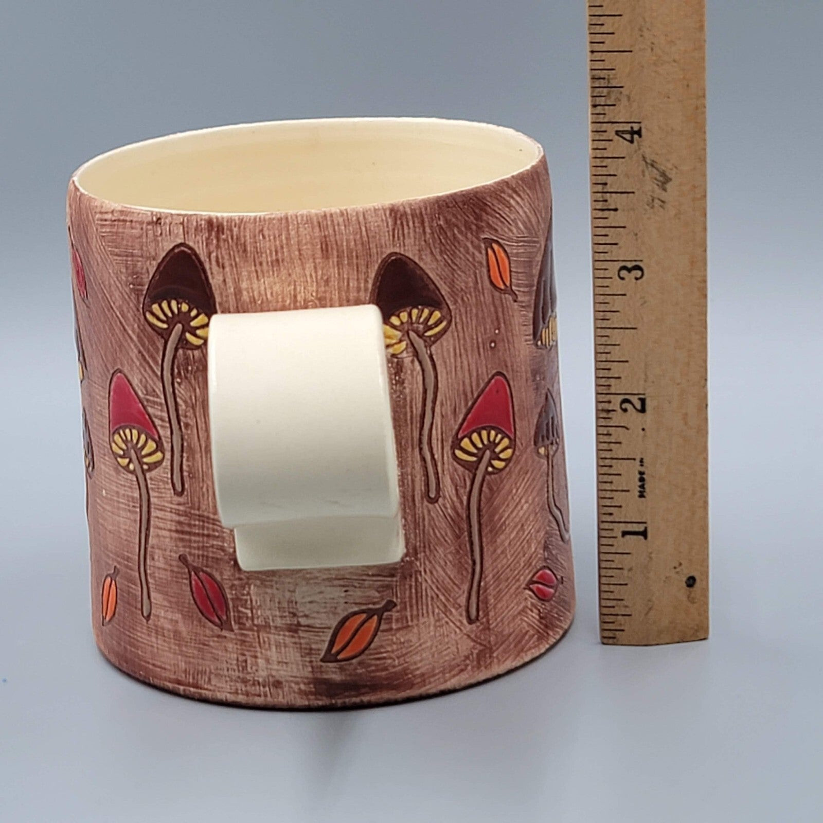 Vintage Handmade Mushroom Coffee Mug Pottery Hand Painted