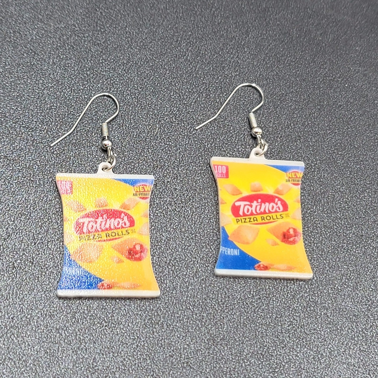 Totino Pizza Rolls Pierced Earrings Fun Food Novelty 1.25"