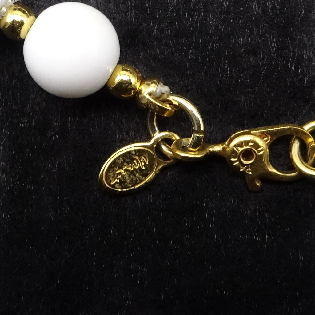 Vintage MONET White Gold tone Bead Necklace Estate Costume Jewelry 30"