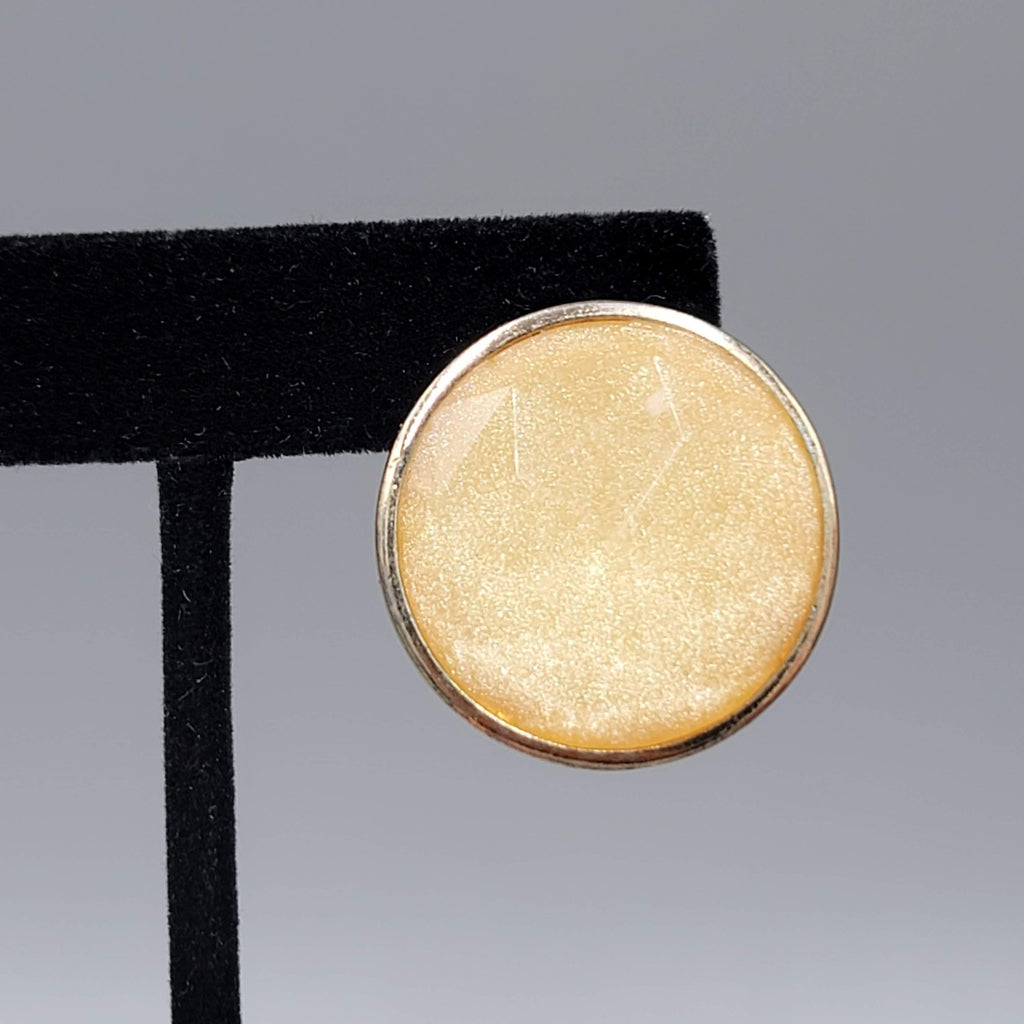Round Faceted Glitter Acrylic Pierced Earrings 1 1/8"