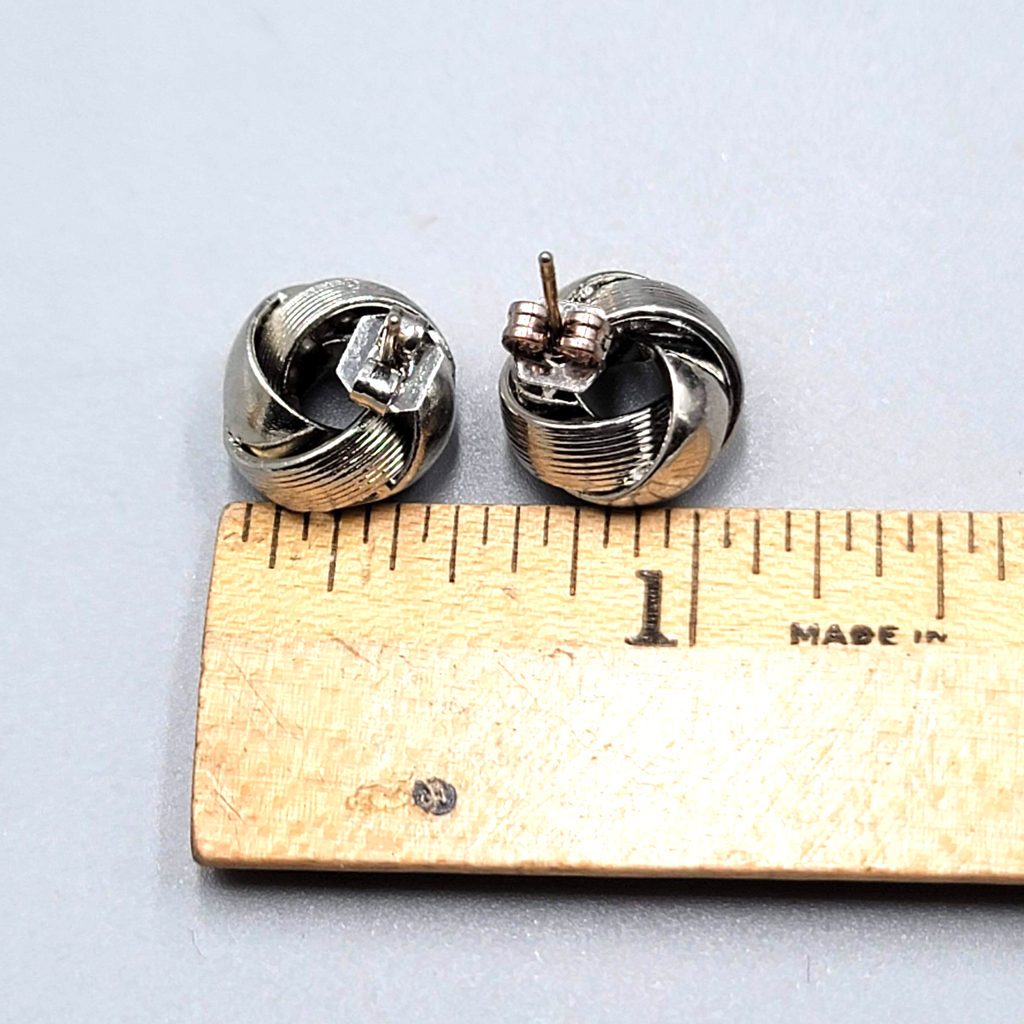 Vintage Silver tone Knot Studs Pierced Earrings 1/2"