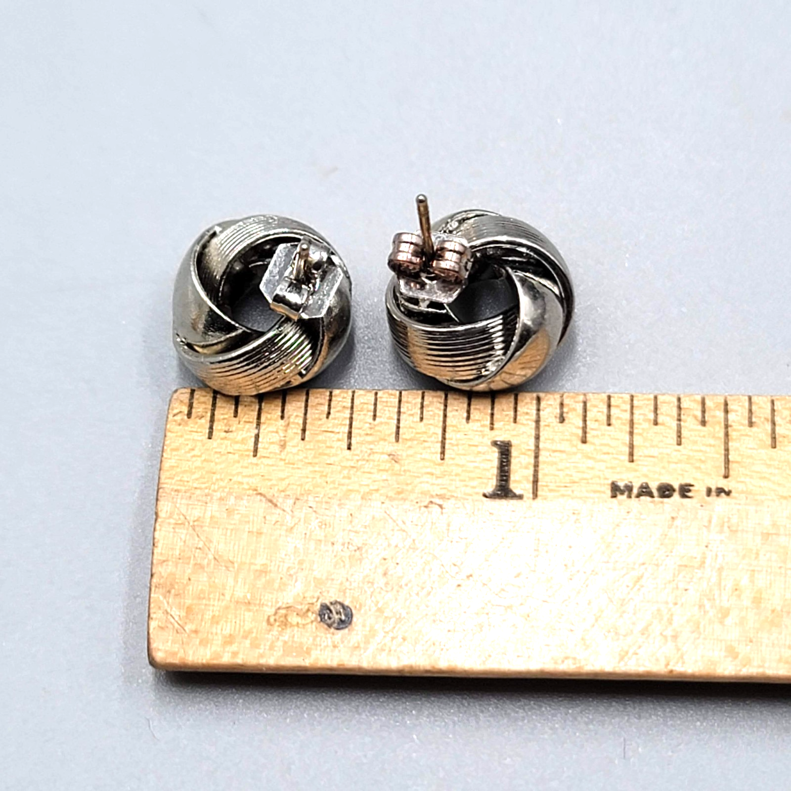 Vintage Silver tone Knot Studs Pierced Earrings 1/2"