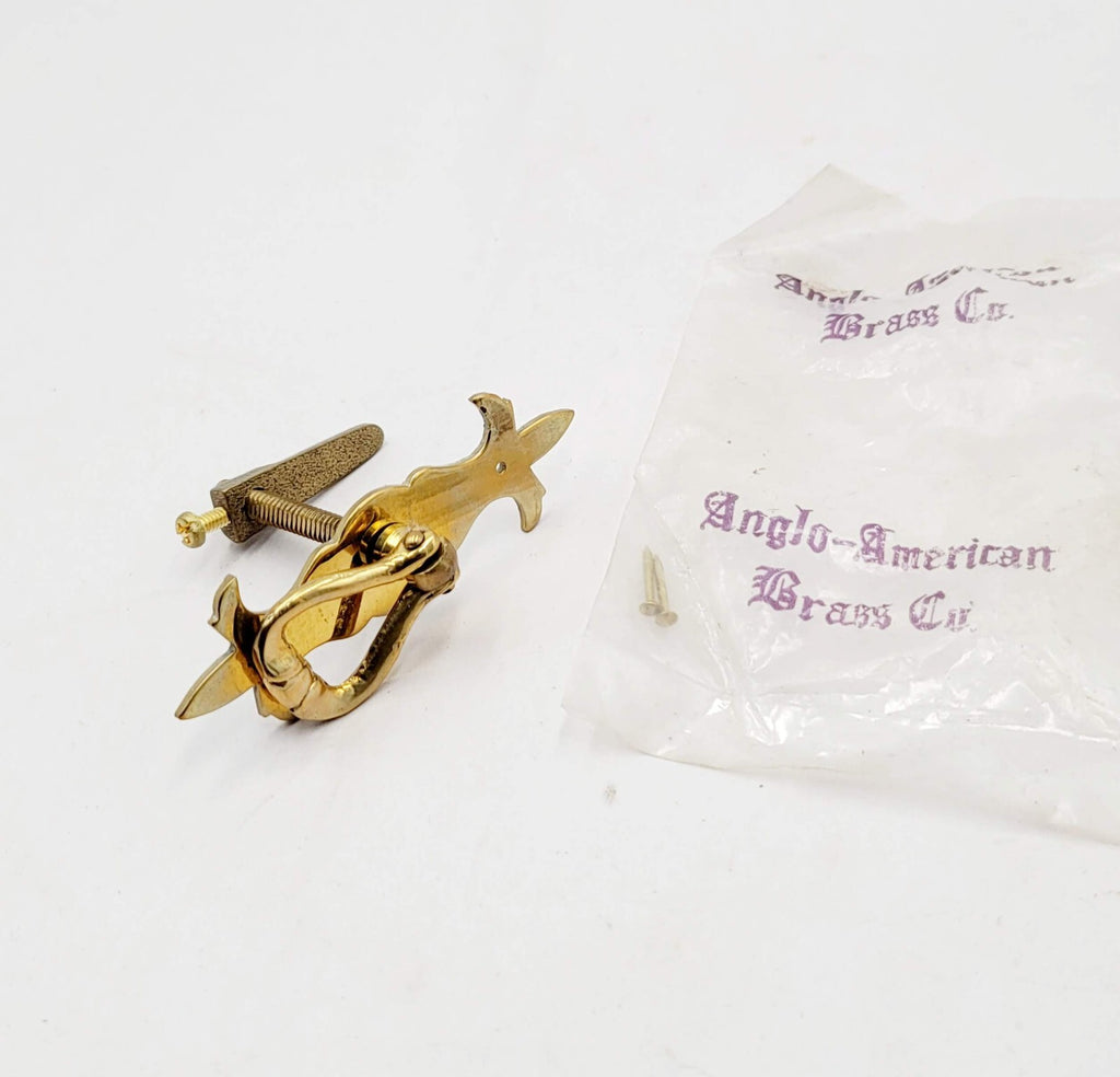 Vintage Brass Drawer Pull Salvage Hardware New Old Stock with Nails