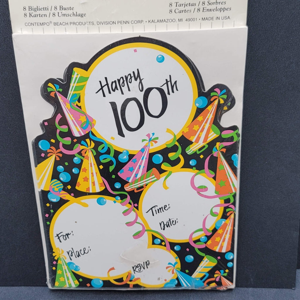Vintage 100th Birthday Party Invitations New Old Stock Contempo Beach USA