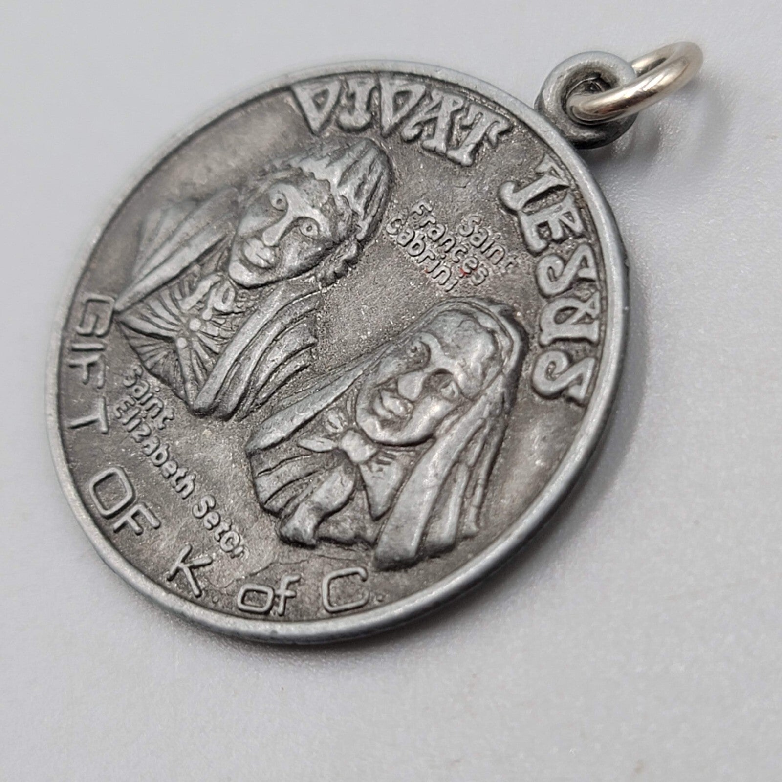 Vintage Catholic Medal Knights of Columbus Vivat Jesus Saint Neumann Cabrini Set