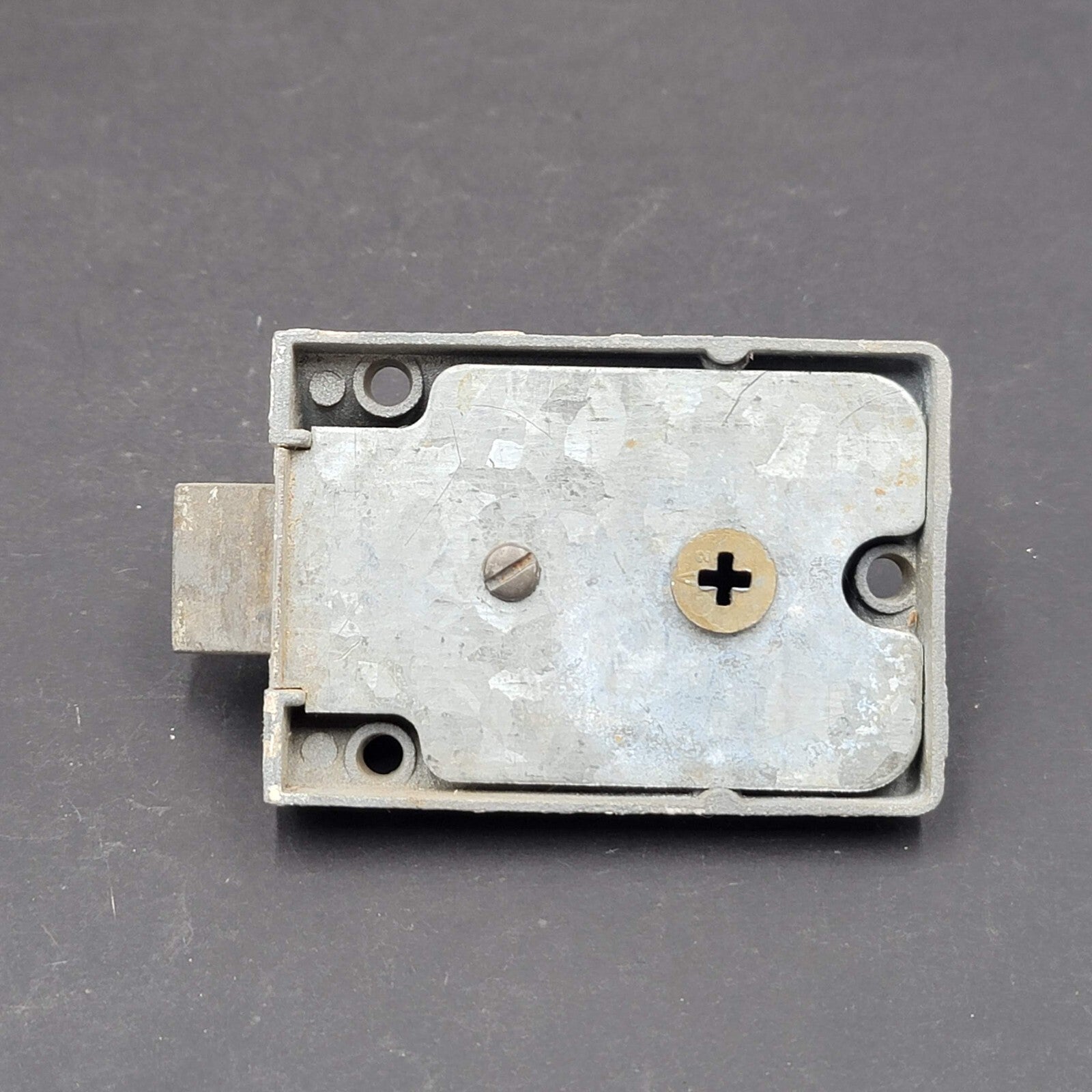 Vintage Silver Surface Rim Night Lock Latch No Keeper Salvage B754