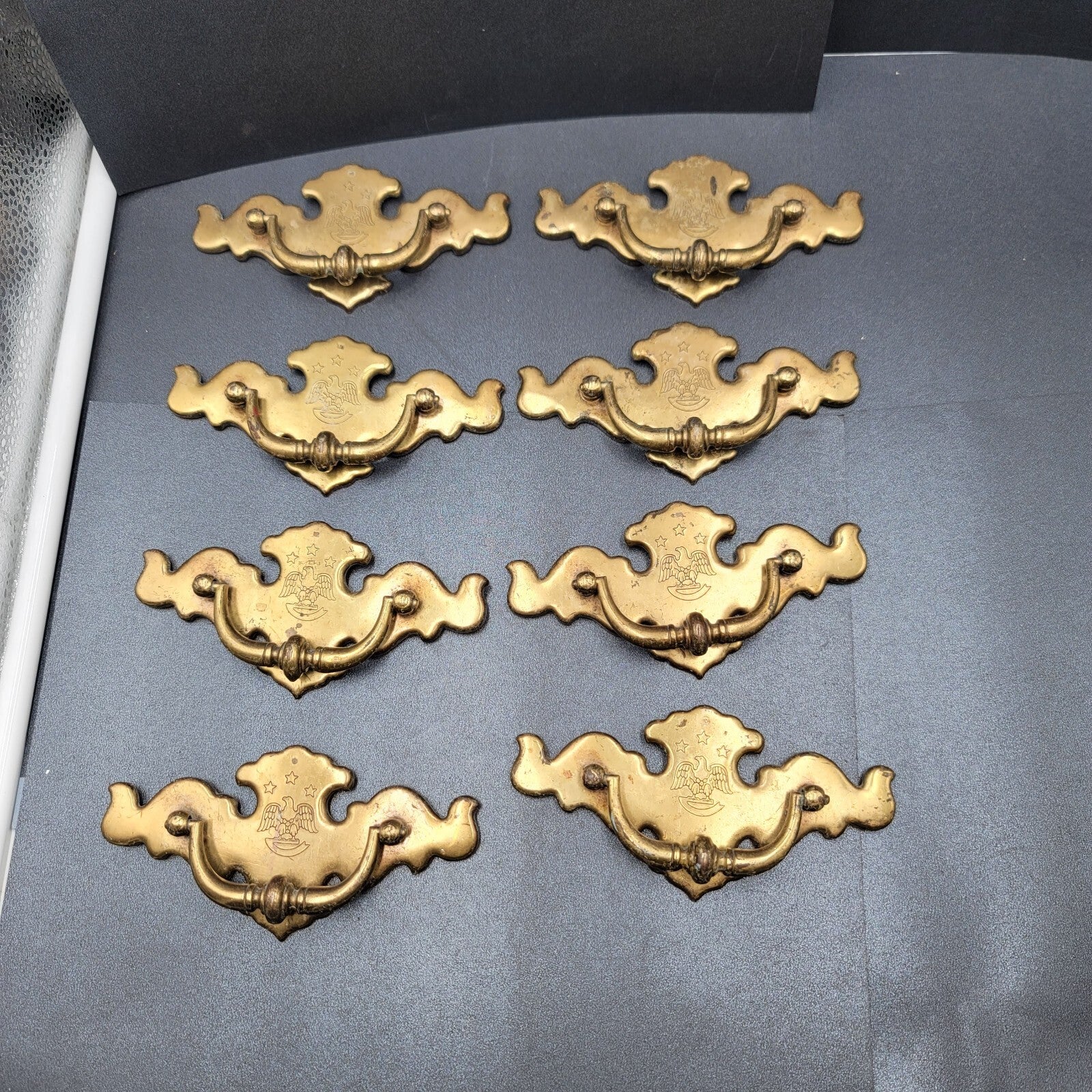 Vintage Lot of 8 Drawer Drop Pulls Cabinet Pull Handles Patriotic Eagle 3"