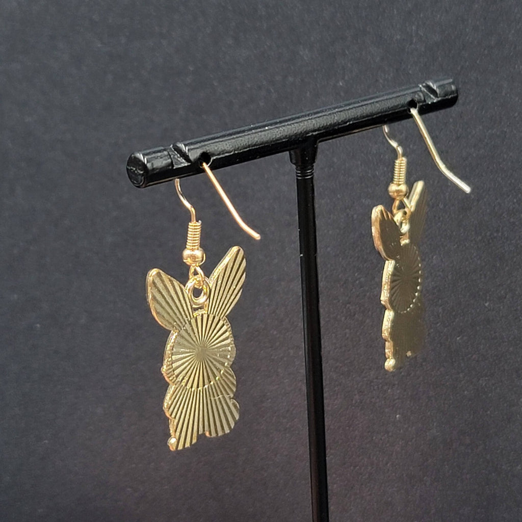 Zombie Rabbit Bunny Pierced Earrings Halloween Half Skeleton Enamel Dangle 1"