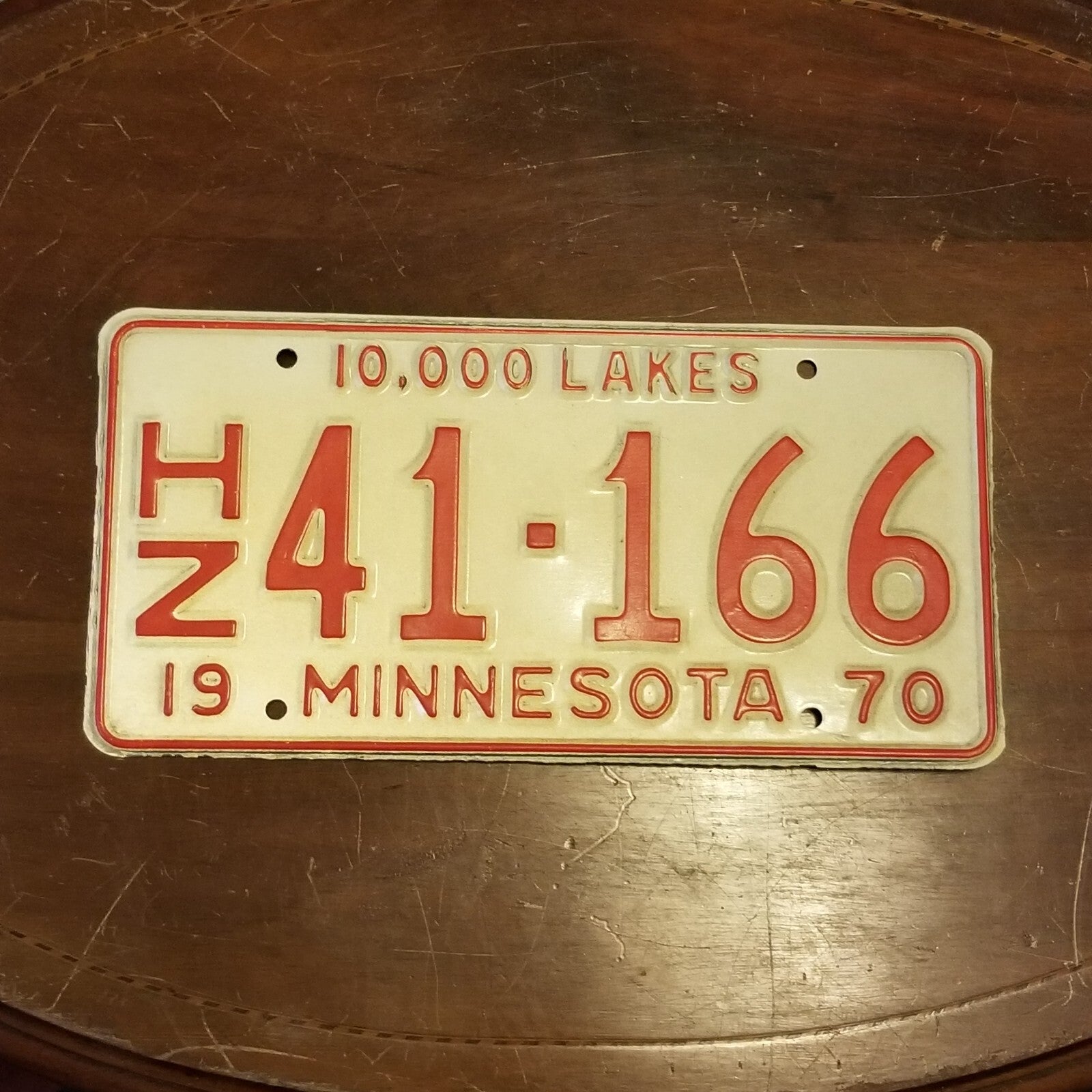 Vintage 1970 License Plate MINNESOTA HZ 41-166 12" x 6"