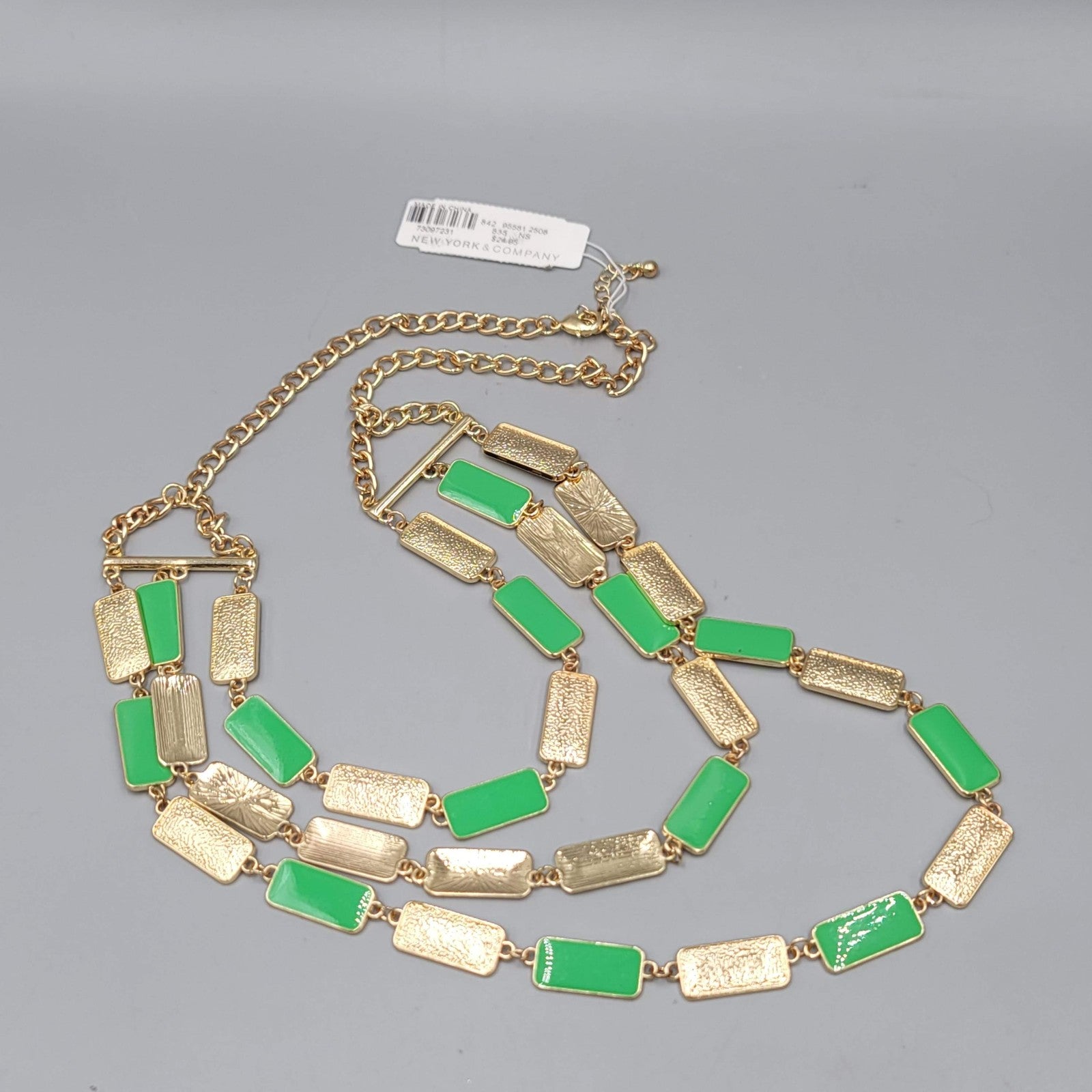 New York & Company Necklace Multi Strand Statement Rectangular Gold Tone 18 Inch