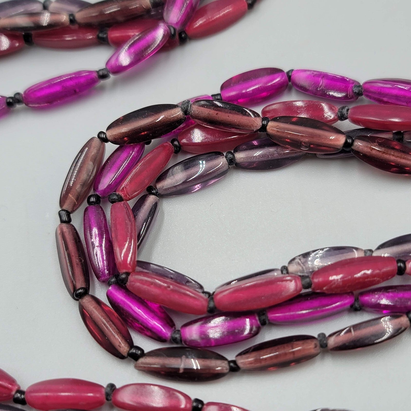 Premier Designs Necklace Shades of Purple Four Strand Long 38"