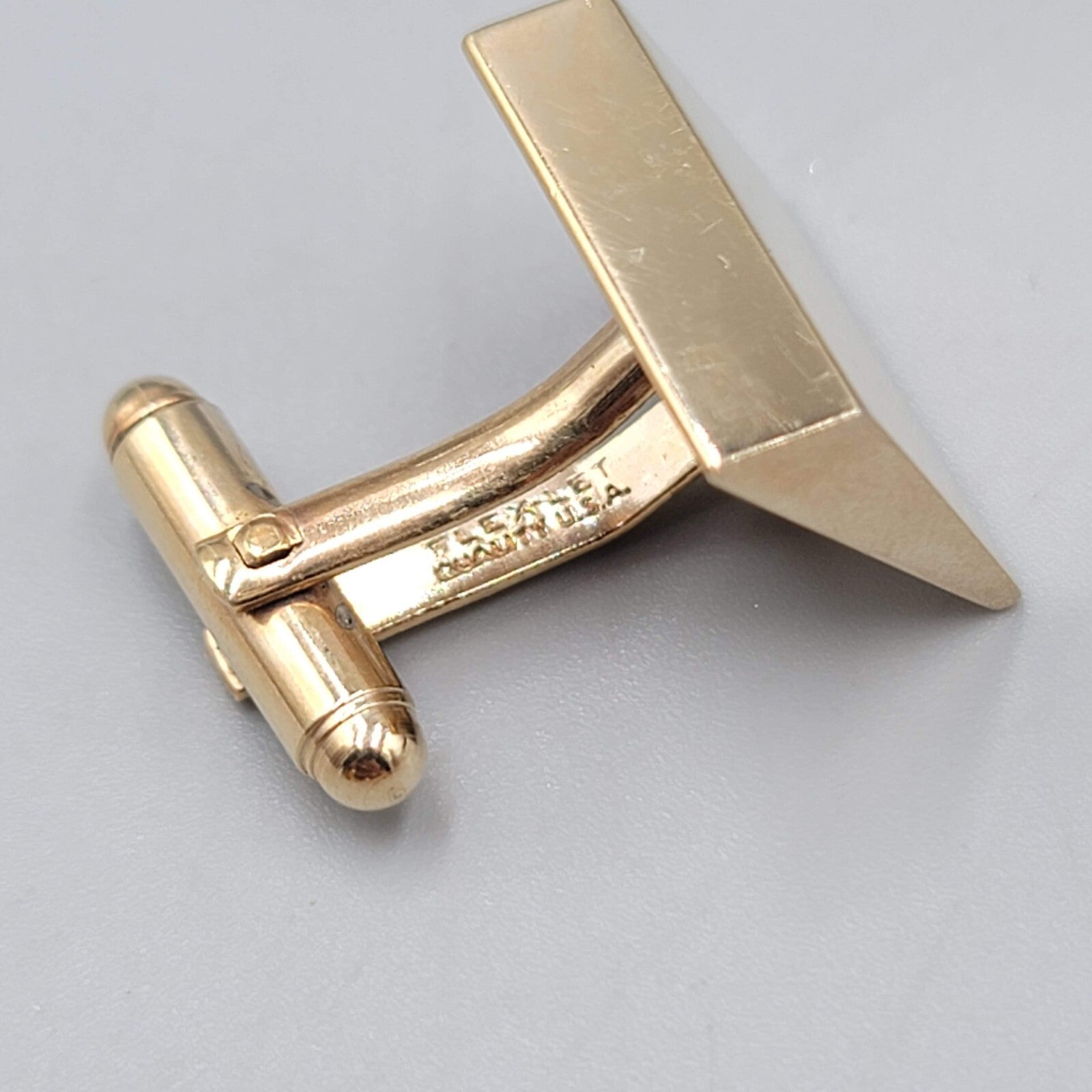 Vintage Mens Cufflinks Gold tone Square Modern Design 3/4"